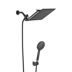 Shower Head, 10 Inch High Pressure Rainfall Shower Head Handheld Shower Combo With 11 Inch Extension Arm, 6 Settings Adjustable Anti-leak Shower Head