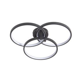 20 Modern Black LED Ceiling Light, 3-Ring Flush Mount Fixture For Living Room, Bedroom, Or Dining Room, Sleek And Energy-Efficient Design, Easy Instal