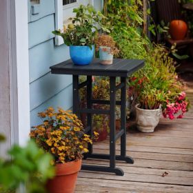 HDPE Poly Lumber Bar Height Patio Table, All-Weather Outdoor High Top Bistro Table, Slatted Top, Easy Assembly,  Black