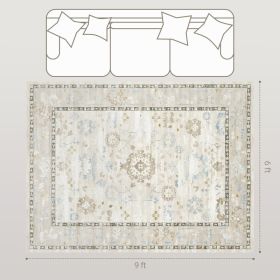 6x9 Area Rug, Indoor Boho Machine Washable Carpet For Living Room, Bedroom, Dining Room, Kitchen, Blue