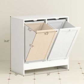 Kleankin Tilt-out Laundry Storage Cabinet With 2 Compartment Hampers, White
