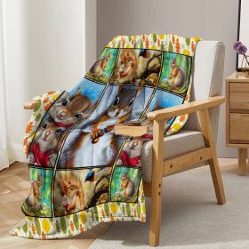 1pc Cute Cartoon Squirrel Printed Blanket, Soft And Skin Friendly Casual Blanket, Cover Blanket, Multi Scene Warm Decorative Blanket, Suitable For All