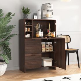 Desk Cabinet, With Storage Drawer & Shelves, Fold-up Desktop, Ideal For Home, Office, Kitchen Storage Organizer, Dormitory, Small Spaces W31.49xD13.78