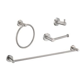 4-Pack  Bathroom Set  Brushed Nickel 22.7 Towel Bar Racks, Toilet Paper Holder, Ring, Hook, Accessories , Hardware,Fixtures