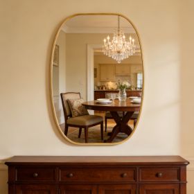 20x30 In Gold Metal Framed Oval Vanity Bathrrom Mirror For Wall