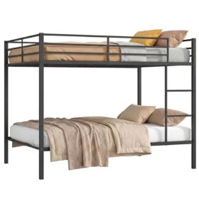 Black Metal Bunk Bed With Guardrail, 12 Ground Clearance 79.5LBS Net Weight Easy Assembly