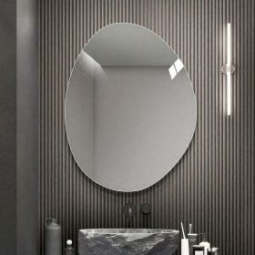 40 In. X 32 In. Modern Asymmetrical Bathroom Wall Mirror, HD Copper-Free Silver Glass, Anti-Oxidation, Vertical Hanging