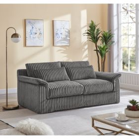 74 Cloud Corduroy Loveseat Sofa, Modern Comfy Couches, 2-Seater Sofa Couch For Living Room, Bedroom And Small Spaces,Gray