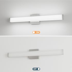 Bathroom Vanity Light Brushed Nickel Square LED 25 Inch 14W 6000K Cool White Light Wall Bar Lighting Fixtures Over Mirror -Brushed Nickel, 25in