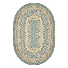 Homespice Decor 6' x 9' Oval Baja Blue Cotton Braided Rug