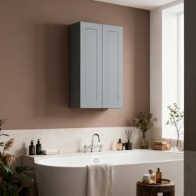 Gray Shaker Solid Wood Wall Cabinet With Soft-Close Doors, Adjustable Shelves - 30  Double Door Storage For Kitchen, Bathroom, Laundry, Garage  Easy A