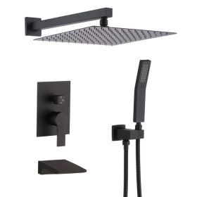 Black Shower Faucet Set Rainfall Shower System With Rainfall Shower Head And Handle Set Modern Shower Fixtures 10 Inch Shower Head With Handheld Combo
