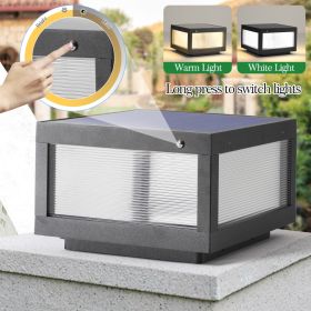 12 Black Solar Powered LED Post Cap Light, Modern Outdoor LED Fence Light For Pathways, Decks, And Patios   1-Pack