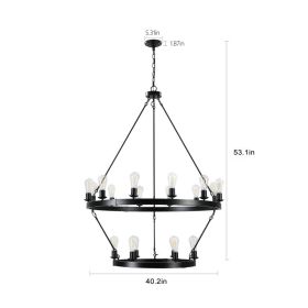 NEW SKU   W1340P206659   Retro Style Large 2-Tier Circular Ceiling Ironwork Chandelier