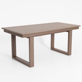 69 HDPE Outdoor Dining Table, Weather-Resistant, Seats 6, Space-Saving Chair-Push-In Design