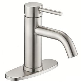 ADA Compliant Single Hole Bathroom Faucet - 6.57  High Stainless Steel Waterfall Faucet Brushed Nickel