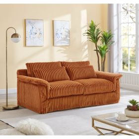 74 Cloud Corduroy Loveseat Sofa, Modern Comfy Couches, 2-Seater Sofa Couch For Living Room, Bedroom And Small Spaces,Orange