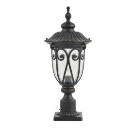 24in H 1-pack Vintage Black Outdoor Post Lantern - Waterproof Aluminum Lamp Post Light With Bubble Glass, Decorative Garden Pathway Lighting For Yard,
