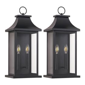 2-Pack Large Outdoor Wall Lights, 22IN Porch Light Outdoor Wall Sconce Lantern, Black Exterior Lighting Fixture Wall Mount, Outside Light For House Ga
