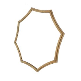 Wooden Wall Mirror with Curved Hexagram Shape Frame, Brown