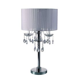 Table Lamp with Hanging Crystal Droplets, White