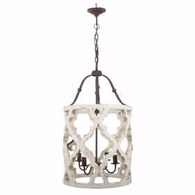 Joliette 4 Light Wood Chandelier, White