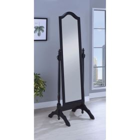 Artistically Charmed Cheval Mirror With Arched Top, Black
