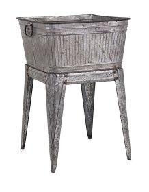 32" Multi-Functional Galvanized Metal Tub on Stand with Angled Legs, Gray