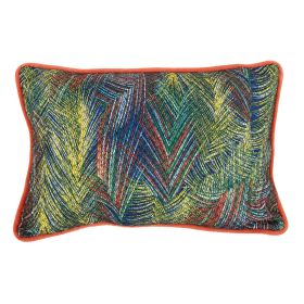 20 X 14 Inch Fabric Pillow with Abstract Art Details, Multicolor