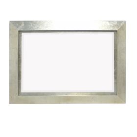 Contemporary Style Rectangular Wooden Frame Wall Mirror, Silver