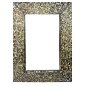 Rectangular Wall Mirror with Gravel Mosaic Border, Brown