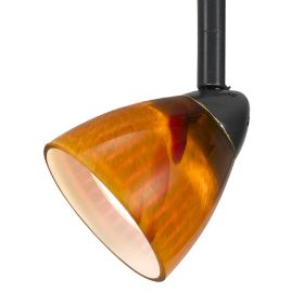 Hand Blown Glass Shade Track Light Fixture with Metal Frame, Dark Bronze
