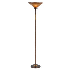 3 Way Torchiere Floor Lamp with Frosted Glass shade and Stable Base, Bronze