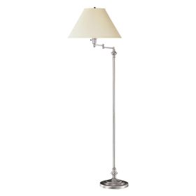 150 Watt Metal Floor Lamp with Swing Arm and Fabric Conical Shade, Silver