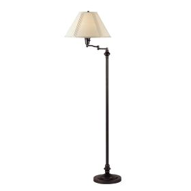150 Watt Metal Floor Lamp with Swing Arm and Fabric Conical Shade, Black