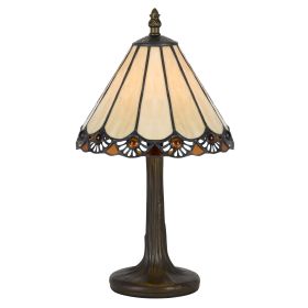 Tree Like Metal Body Tiffany Table lamp with Conical Shade,Bronze and Beige