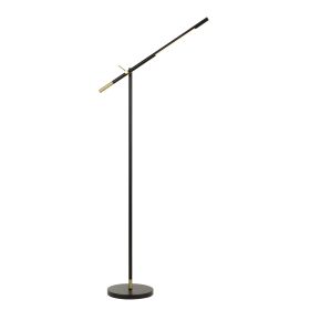 10 Watt Adjustable Metal Frame Floor Lamp, Black and Brass