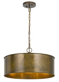 60 X 3 Watt Round Metal Frame Chandelier with 6 Foot Chain, Distressed Gold