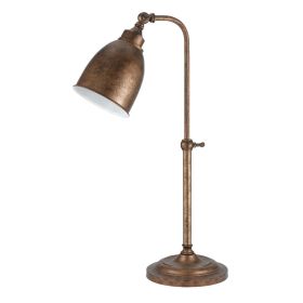 Metal Round 25" Table Lamp with Adjustable Pole, Bronze
