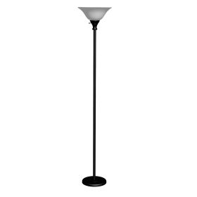 70 Inch Metal 3 Way Torchiere Floor Lamp, Frosted Glass, Black and White