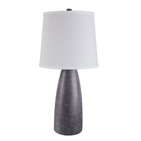Vase Shape Resin Table Lamp with Fabric Shade, Set of 2, Gray and White