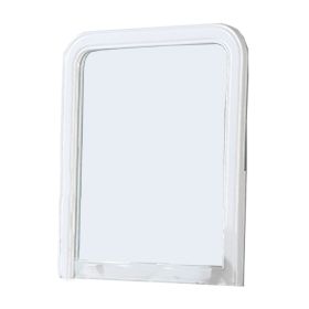 37 Inches Wooden Mirror with Curved Edges, White