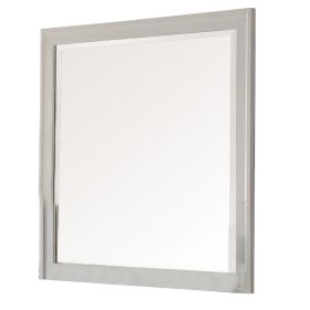 Modern Mirror with Rectangular Frame an Molded Details, White