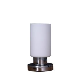 Cylindrical Glass Shade Table Lamp with Touch Switch, White