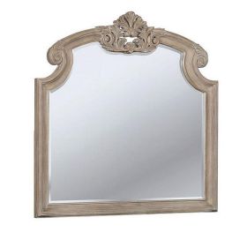 47.25 Inches Crown Top Molded Mirror, Natural Brown