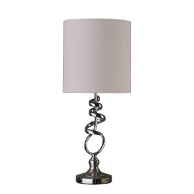 Table Lamp with Curved Abstract Metal Base, Silver