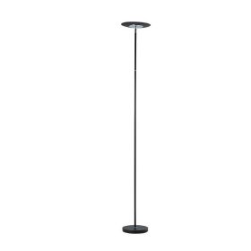 Floor Lamp with Adjustable Torchiere Head and Sleek Metal Body, Black