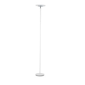Floor Lamp with Adjustable Torchiere Head and Sleek Metal Body, White