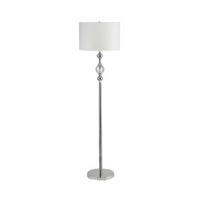 Floor Lamp with Metal Frame and Crystal Accent, White