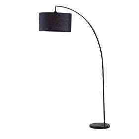 Floor Lamp with Curved Metal Frame and Drum Shade, Black